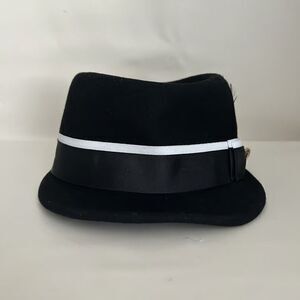 Bruno Capelo Legionnaire Fedora Hat LG-110 Mens Medium 7 1/4 Black White Wool